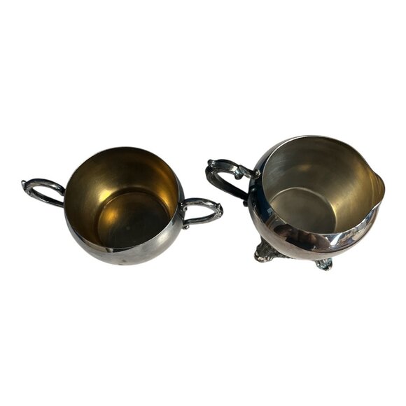 Vintage Silverplate Creamer & Sugar Bowl Set – Wm. A Rogers Sugar, Ornate Footed - Picture 2 of 9